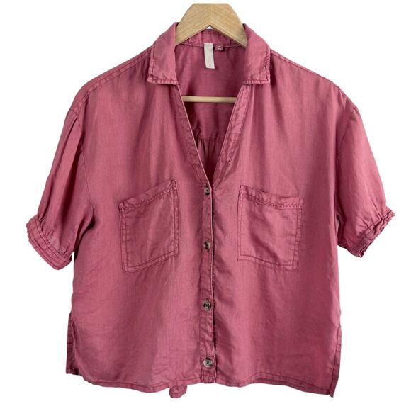 pilcro Tops - pilcro by anthropologie 100% linen button down beachcore rose women's top xs